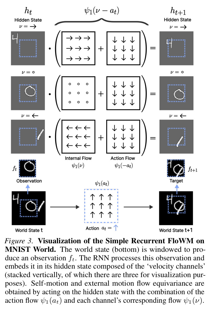 Visualization of the Simple Recurrent FloWM on MNIST World.