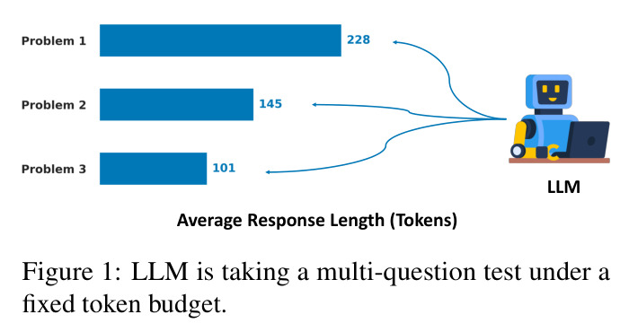 LLM is taking a multi-question test under a fixed token budget