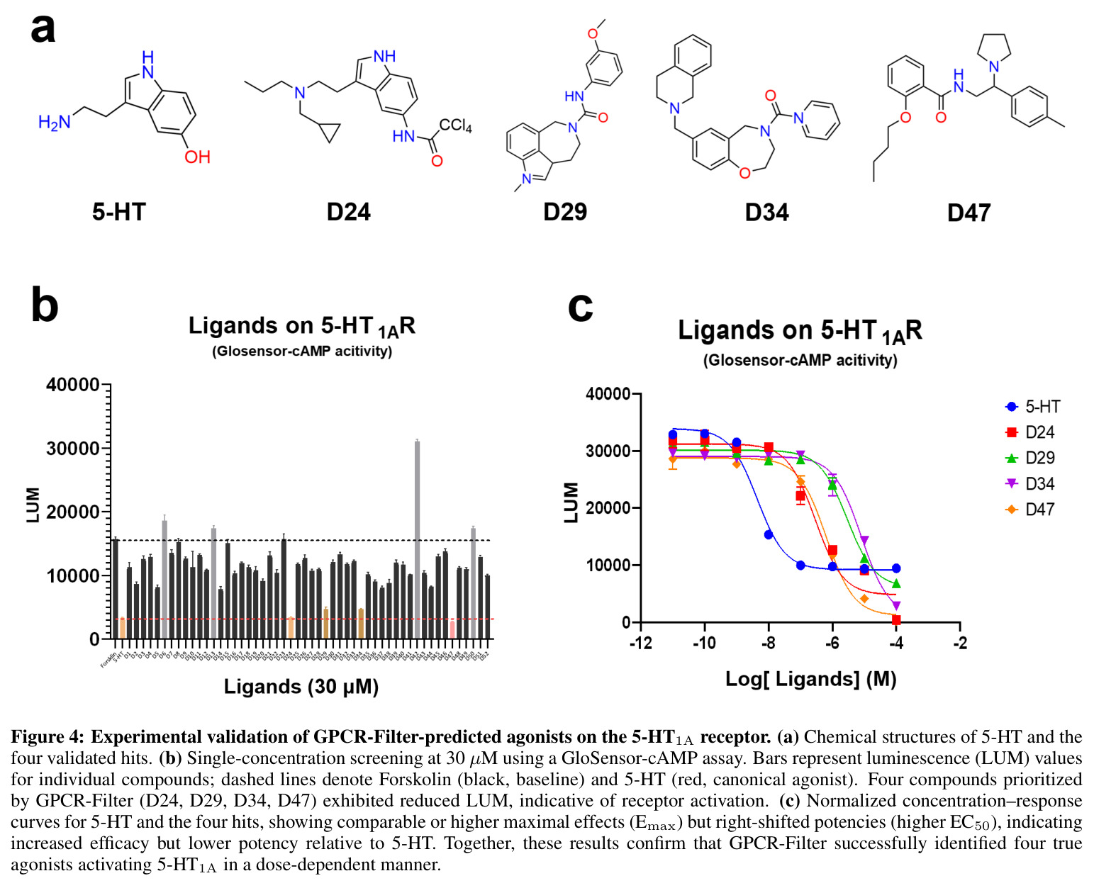 GPCR-Filter预测的5-HT1A受体激动剂的实验验证