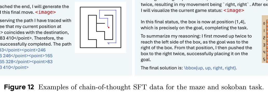 迷宫和Sokoban任务的CoT SFT数据示例