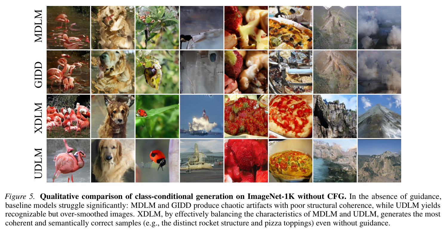 ImageNet-1K 无 CFG 定性对比