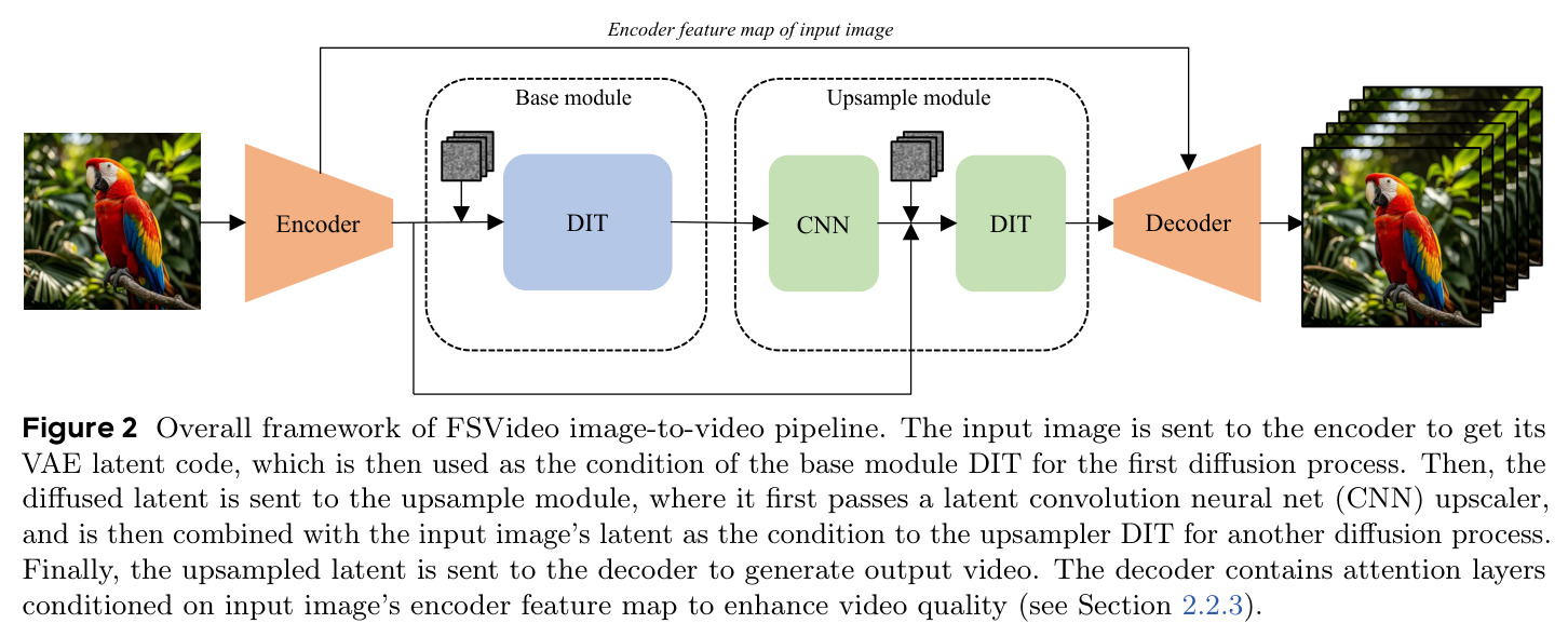 Overall framework of FSVideo image-to-video pipeline