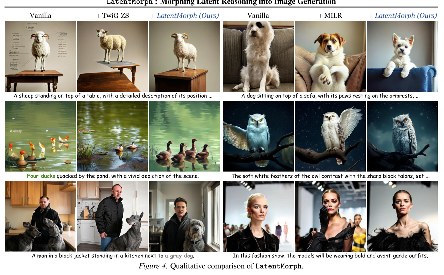 Qualitative comparison of LatentMorph.