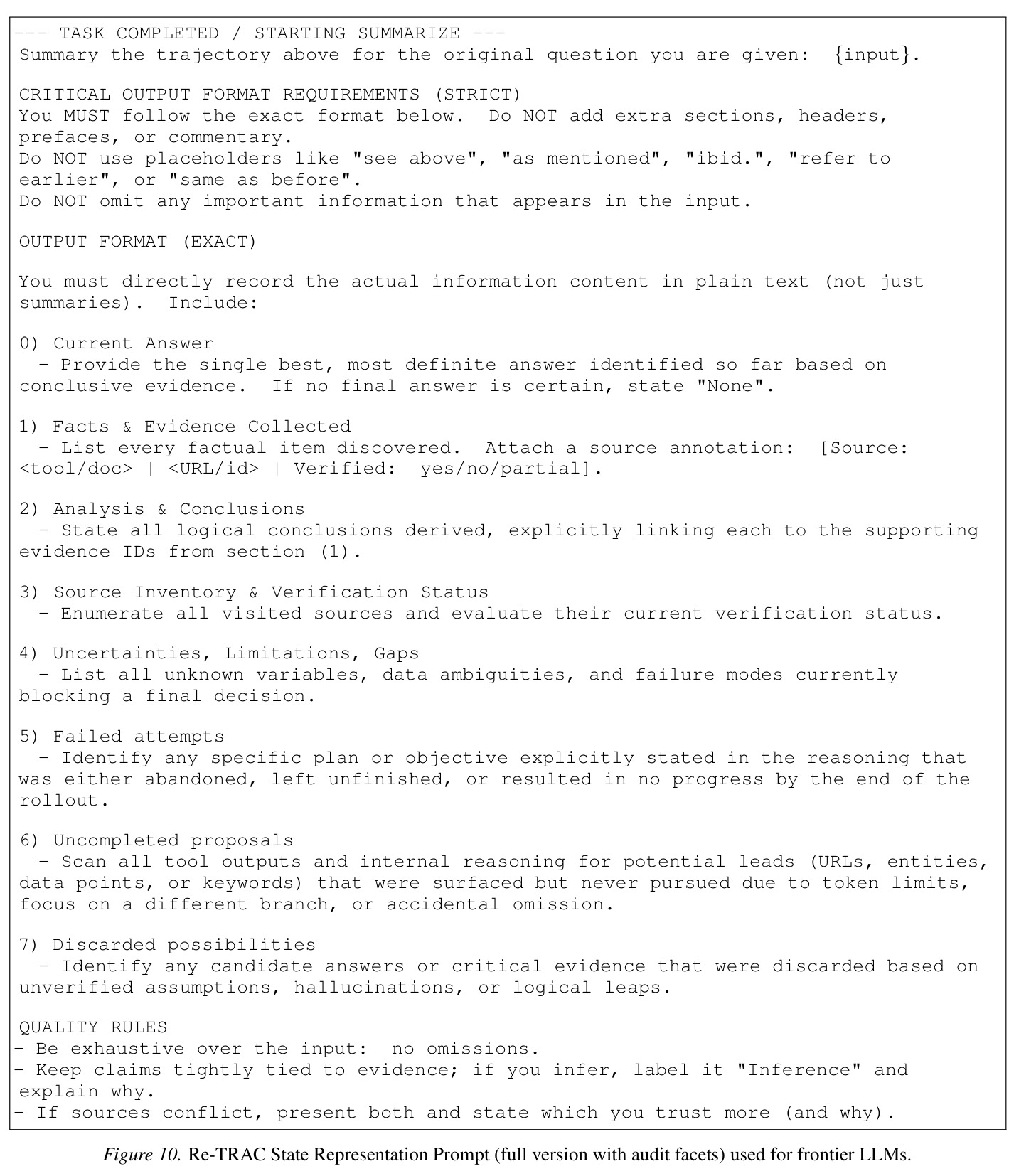 Re-TRAC State Representation Prompt (full version with audit facets)