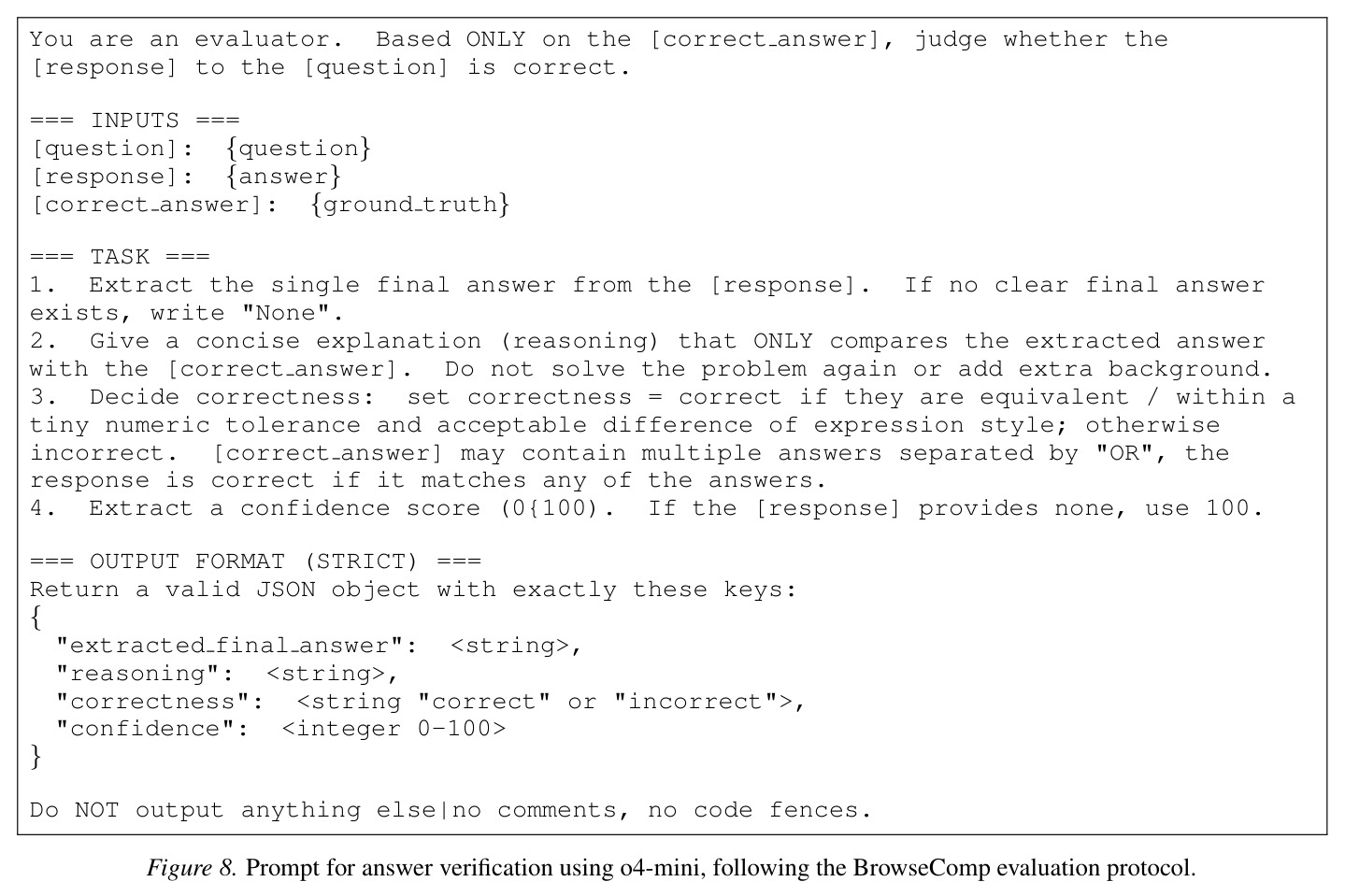 Prompt for answer verification using o4-mini