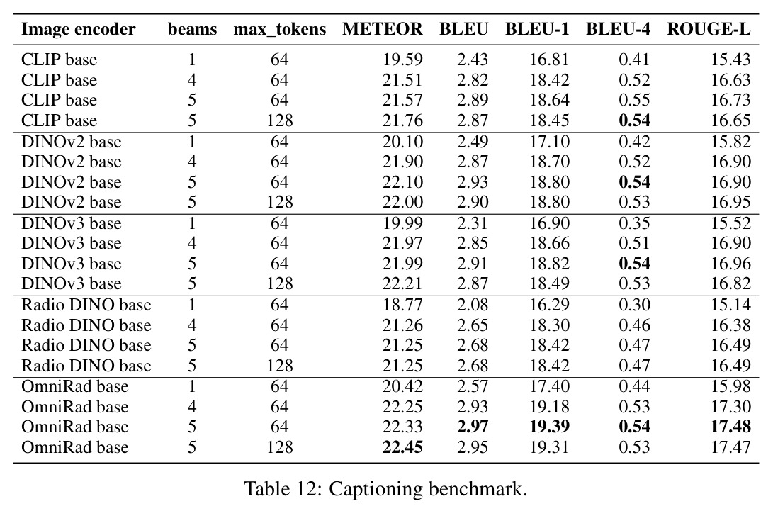 Captioning benchmark