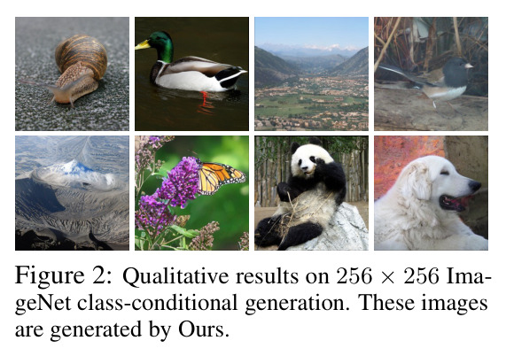 ImageNet 256×256类条件生成定性结果