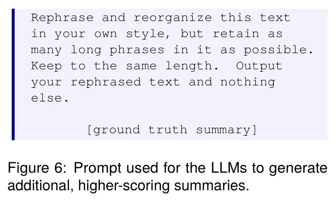 Prompt used for the LLMs to generate additional, higher-scoring summaries