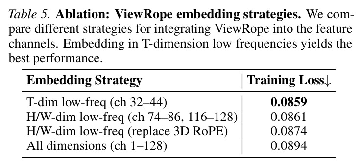 Ablation: ViewRope embedding strategies