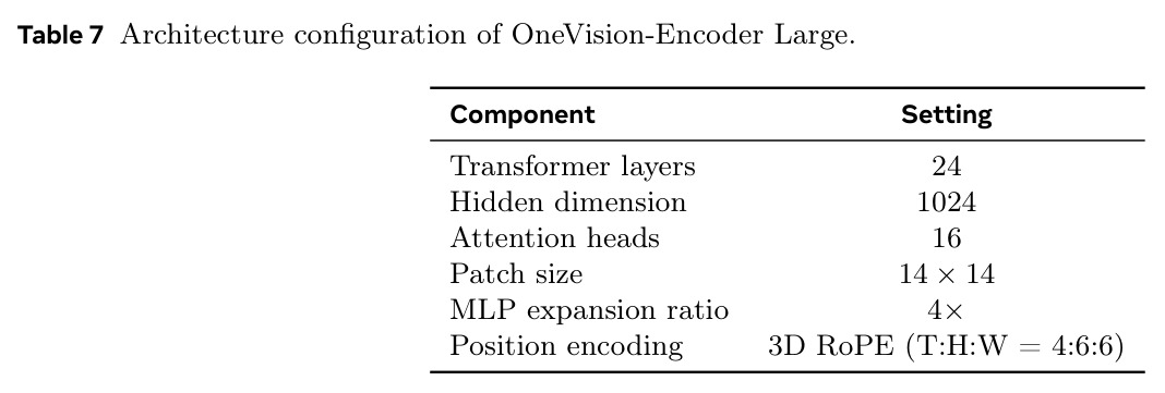 Architecture configuration of OneVision-Encoder Large