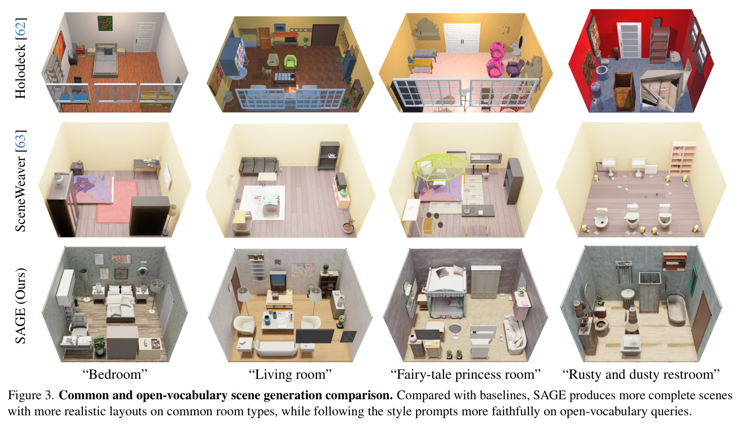 Common and open-vocabulary scene generation comparison.