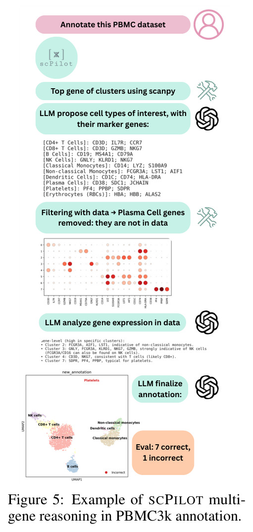 Example of SCPILOT multi-gene reasoning in PBMC3k annotation