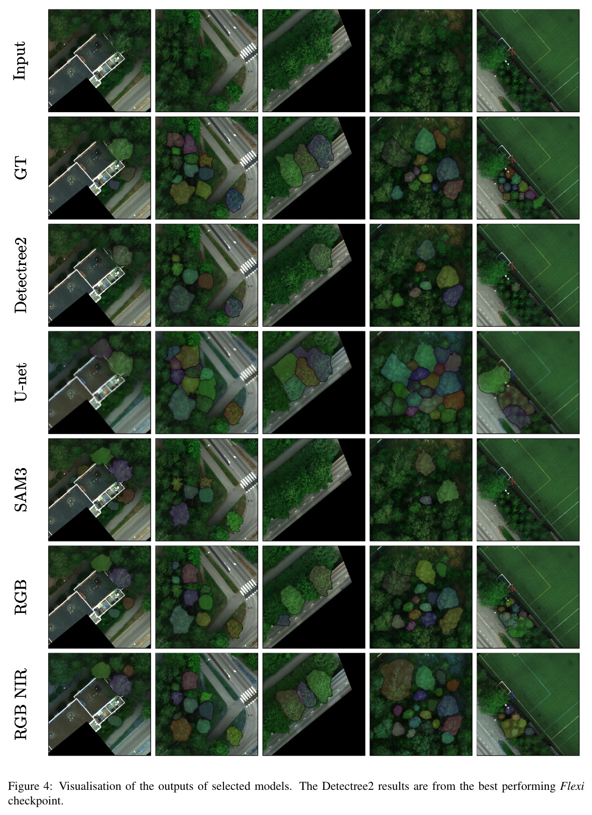 Visualisation of the outputs of selected models.