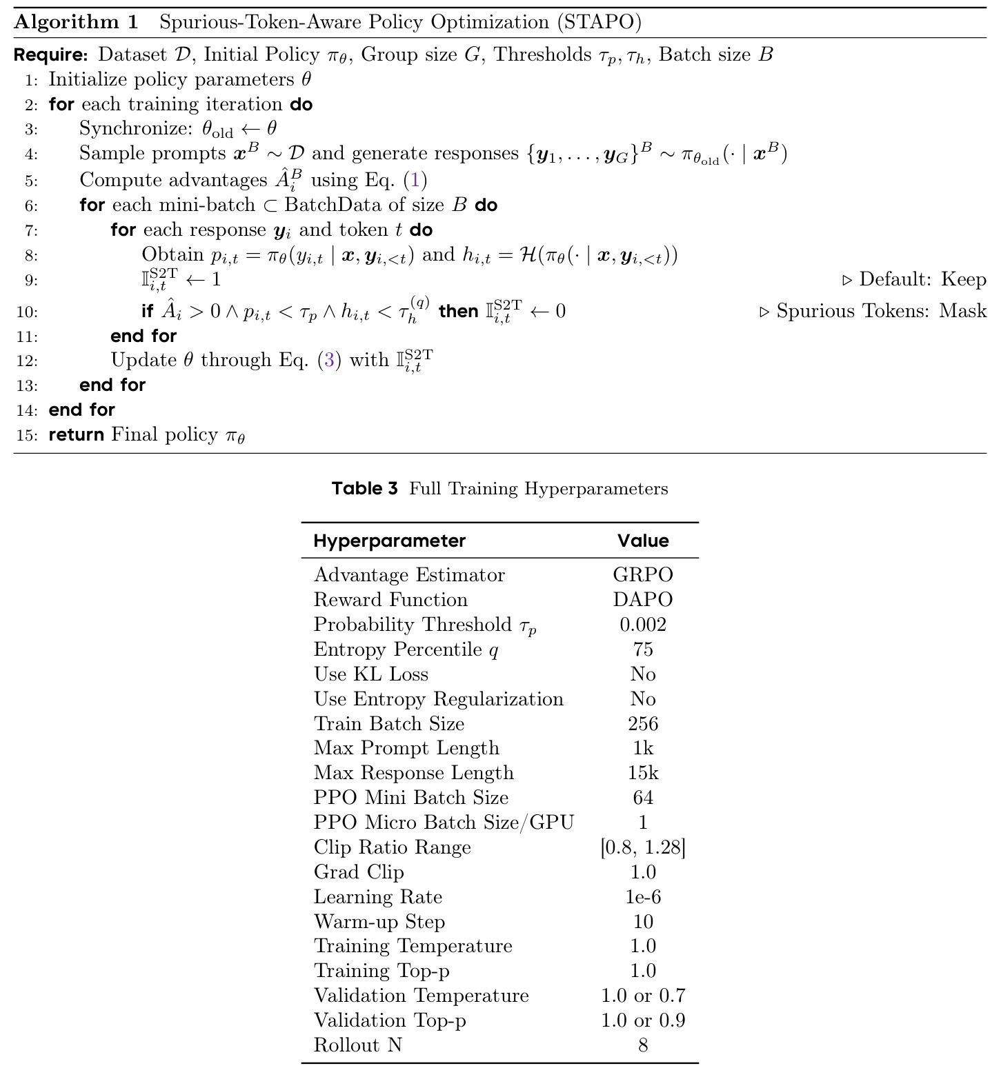 Full Training Hyperparameters