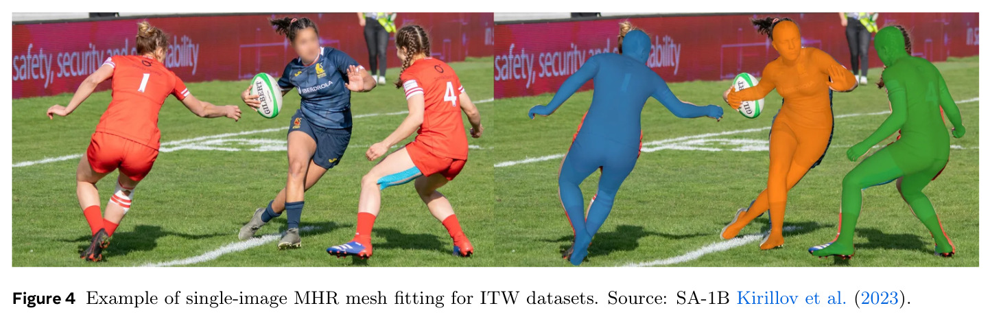 Example of single-image MHR mesh fitting for ITW datasets.