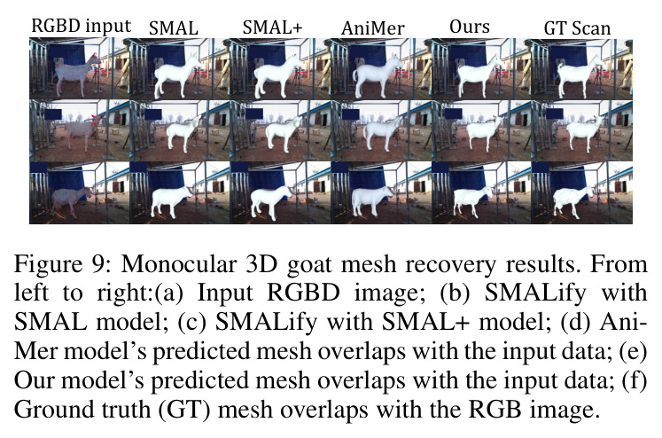 Monocular 3D goat mesh recovery results.
