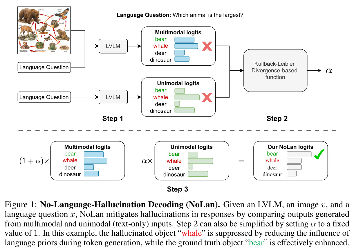 No-Language-Hallucination Decoding (NoLan)