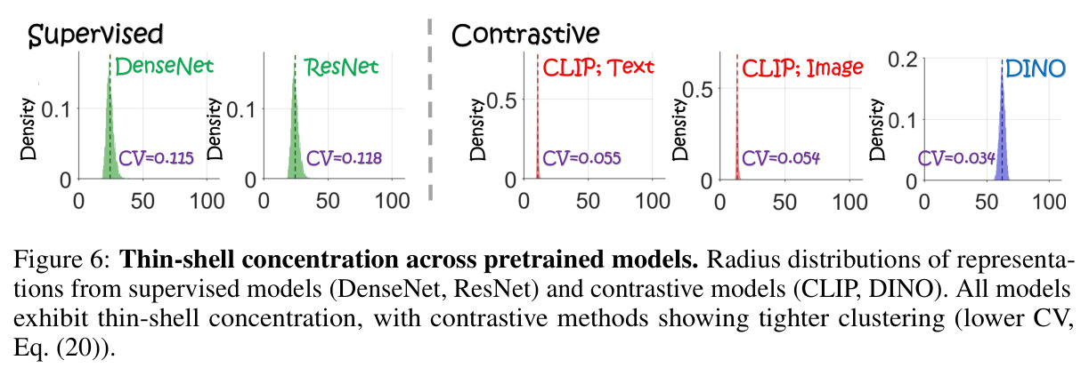 Thin-shell concentration across pretrained models