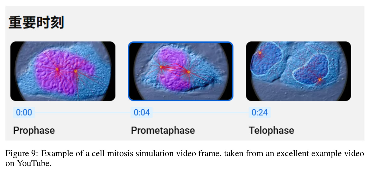 Example of a cell mitosis simulation video frame, taken from an excellent example video on YouTube.