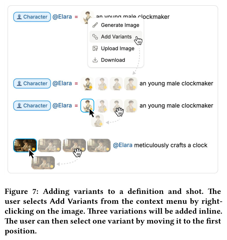 Adding variants to a definition and shot.