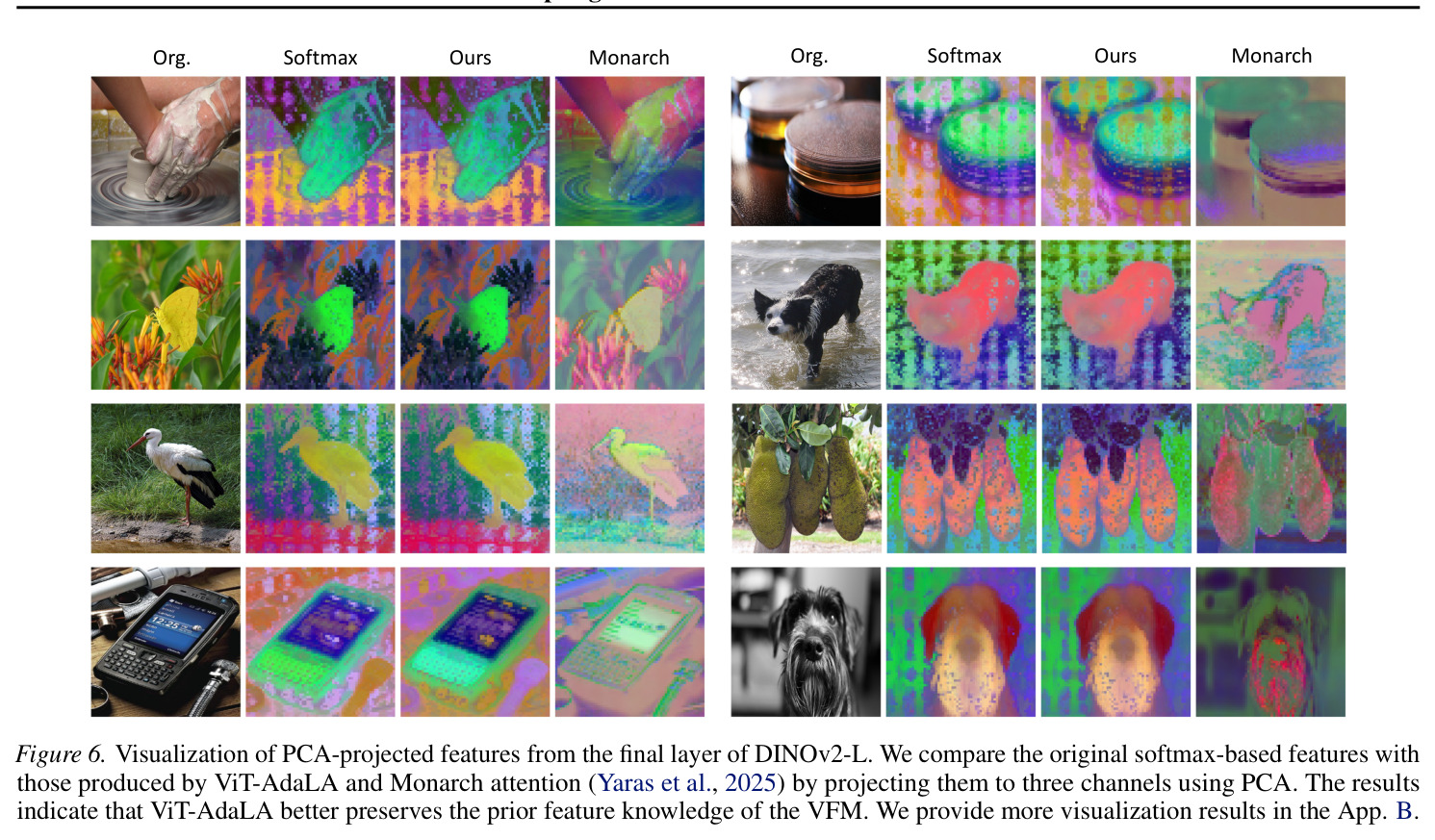 Visualization of PCA-projected features from the final layer of DINOv2-L