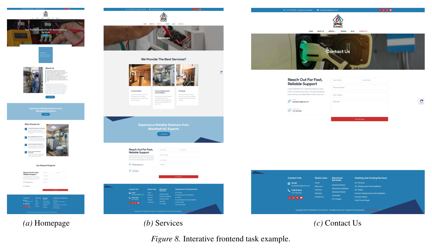 failure cases of full-stack website tasks