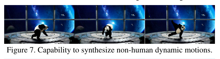 Capability to synthesize non-human dynamic motions.