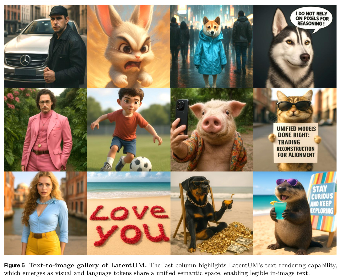 Text-to-image gallery of LatentUM