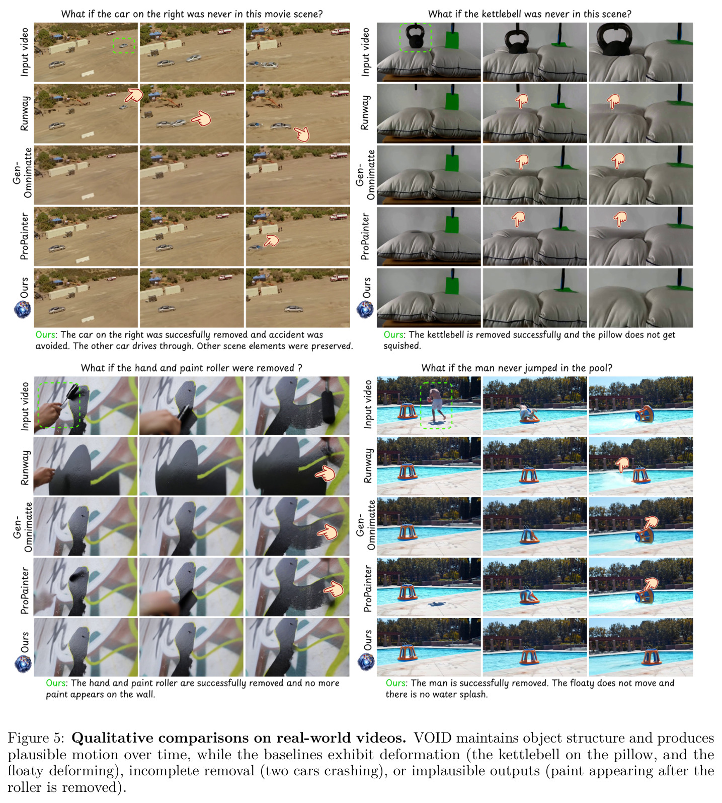 Qualitative comparisons on real-world videos.