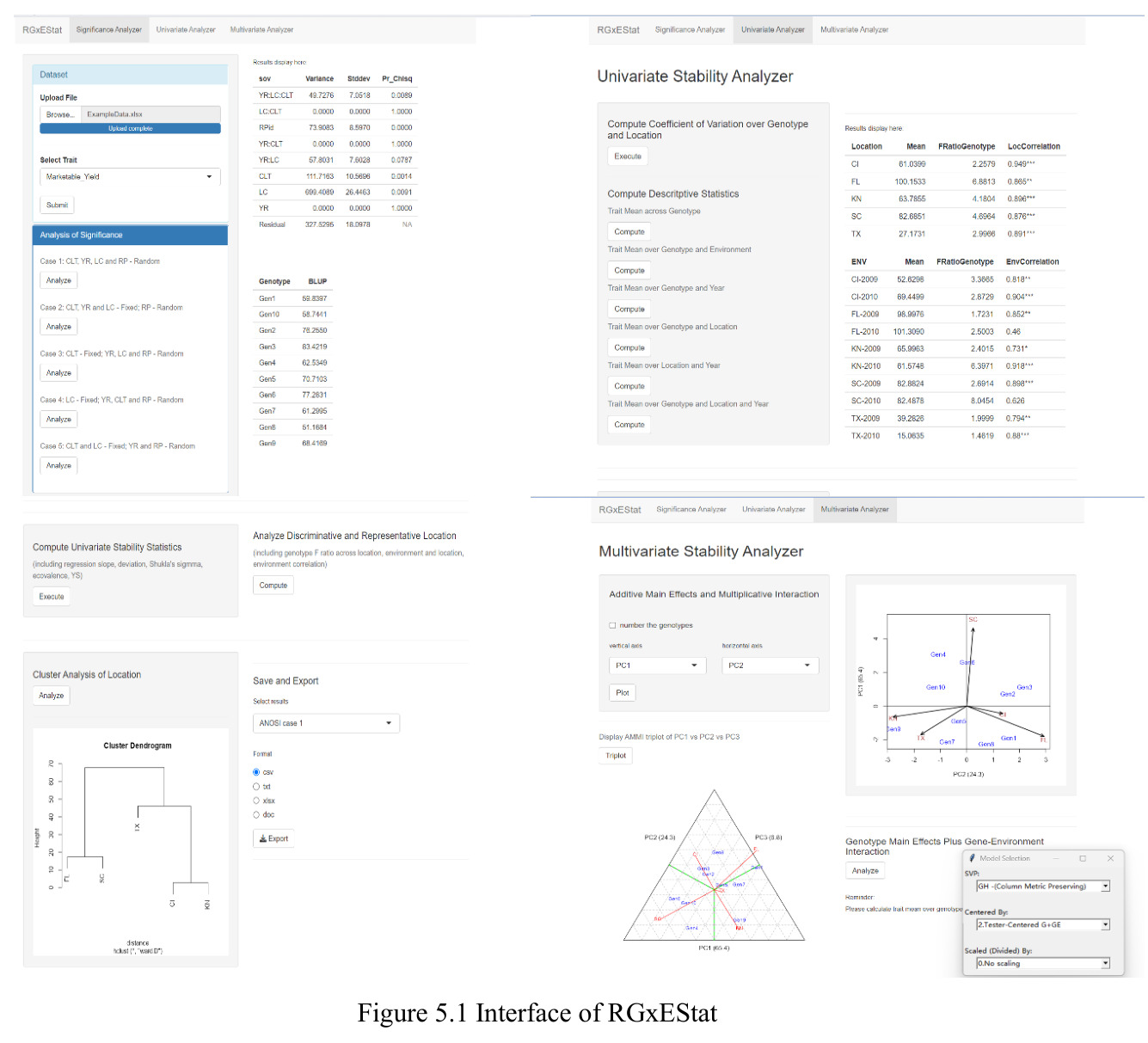 Interface of RGxEStat