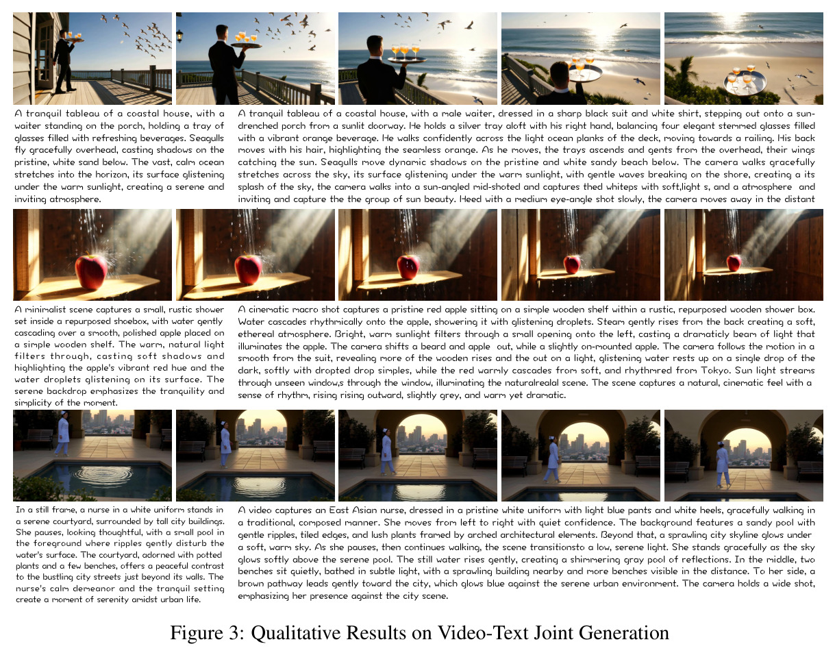 Qualitative Results on Video-Text Joint Generation