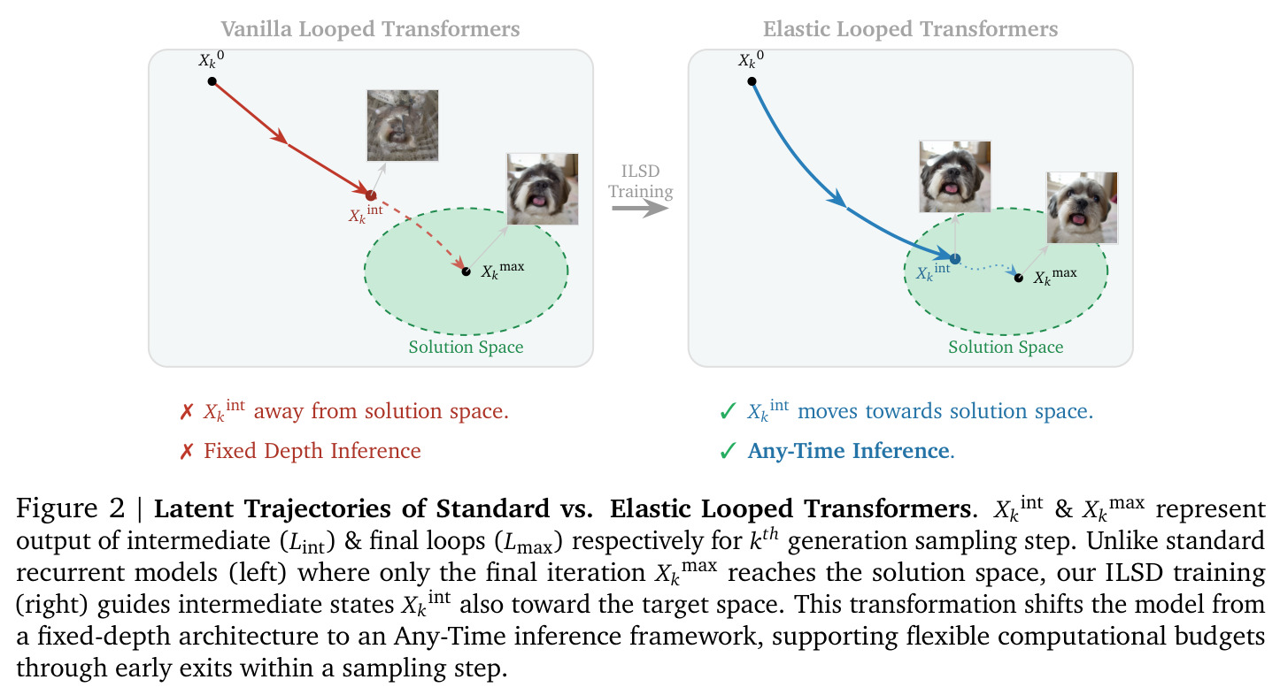 Latent Trajectories of Standard vs. Elastic Looped Transformers.