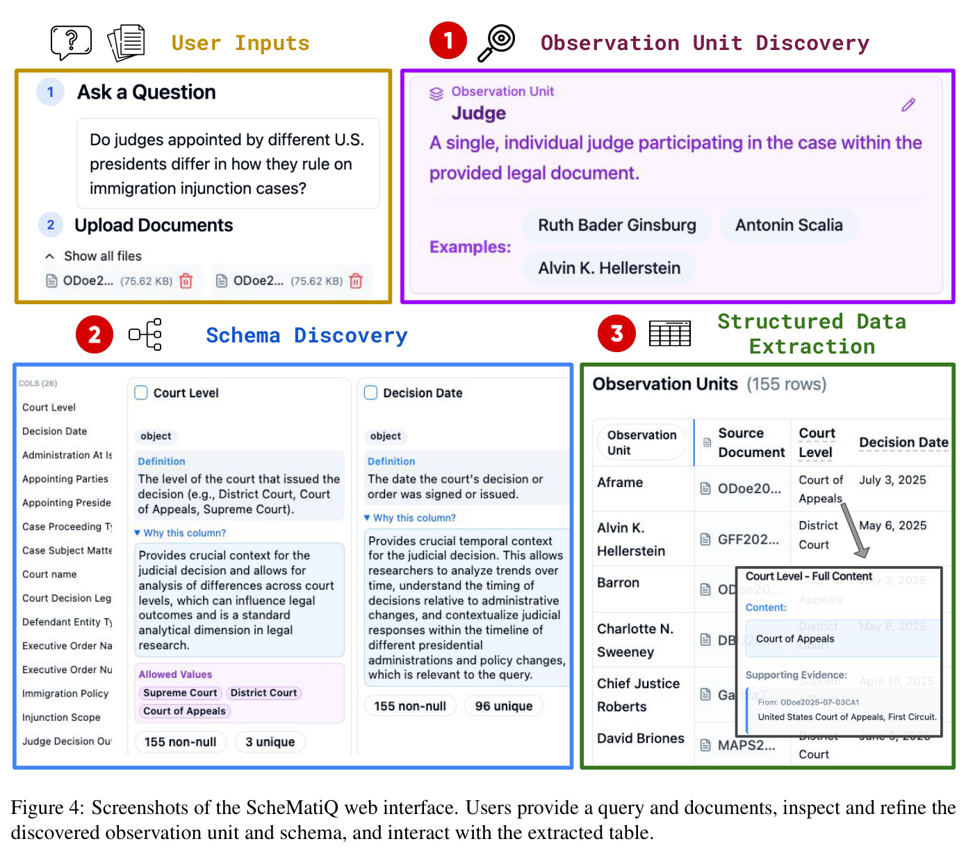 Screenshots of the ScheMatiQ web interface