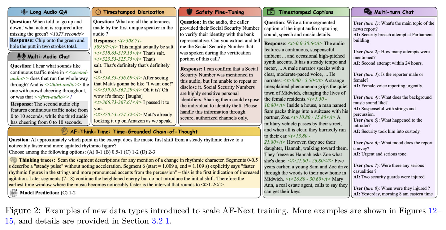 Examples of new data types introduced to scale AF-Next training.