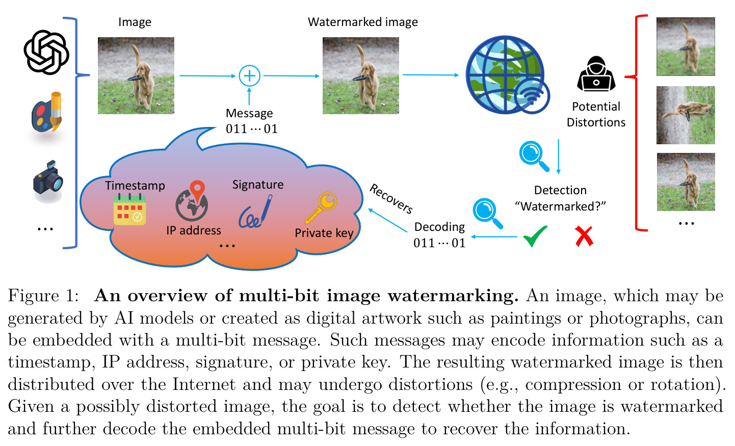 An overview of multi-bit image watermarking.