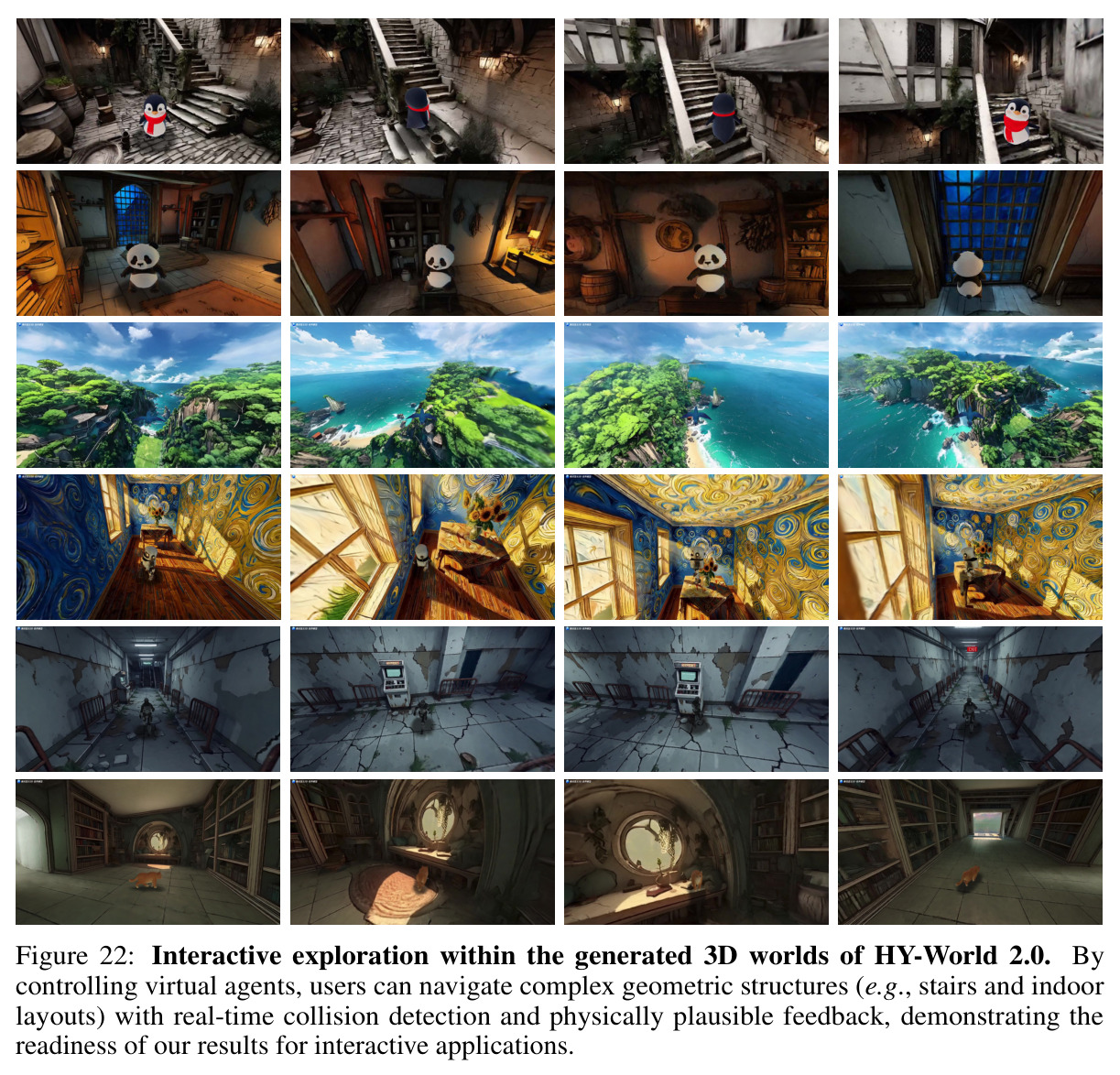 Interactive exploration within the generated 3D worlds of HY-World 2.0.