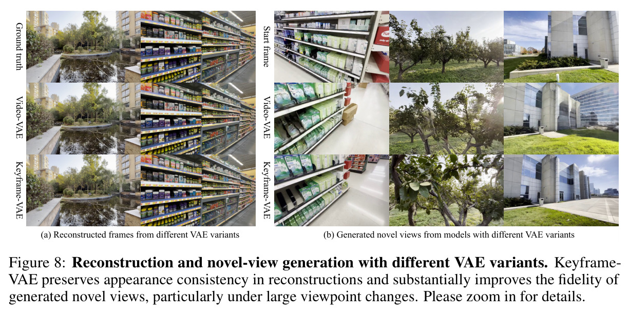 Reconstruction and novel-view generation with different VAE variants.
