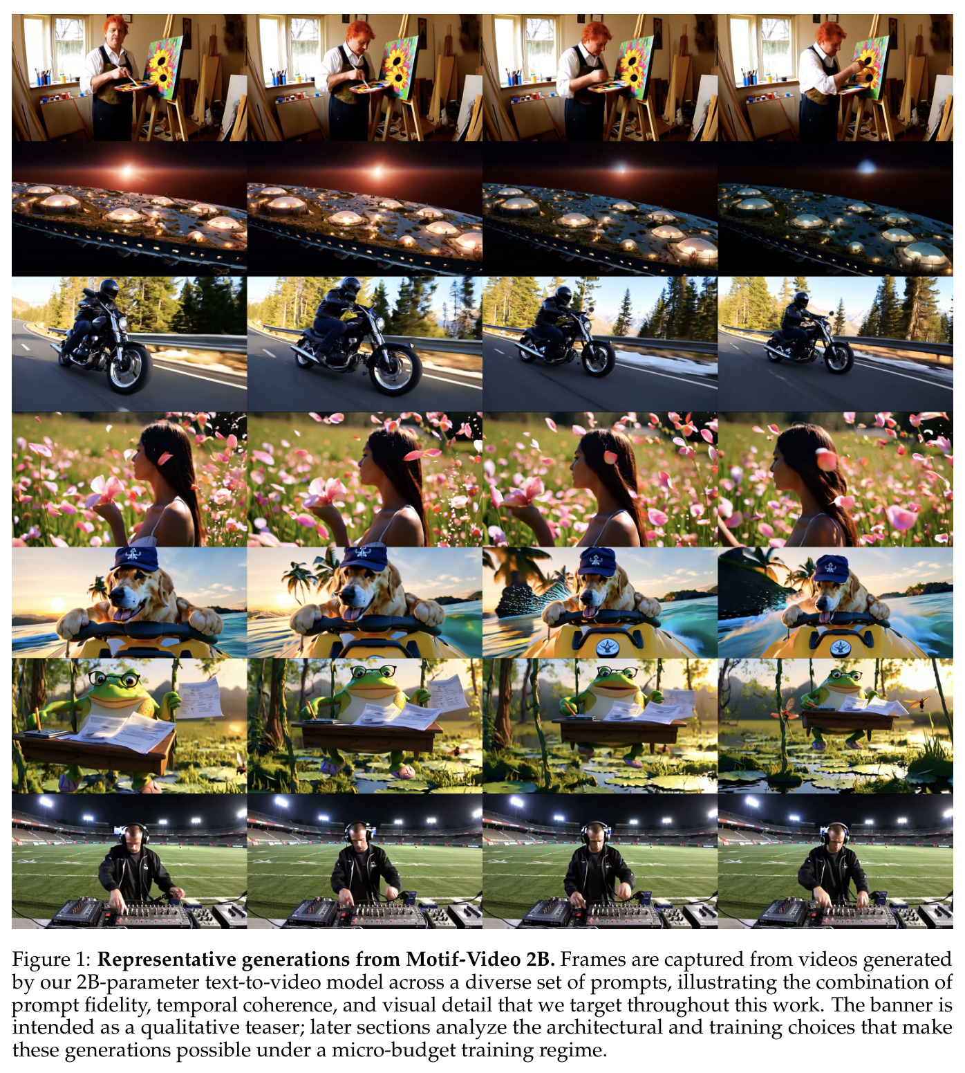 Representative generations from Motif-Video 2B.
