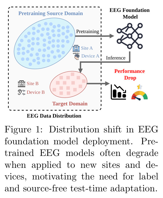 Distribution shift in EEG foundation model deployment