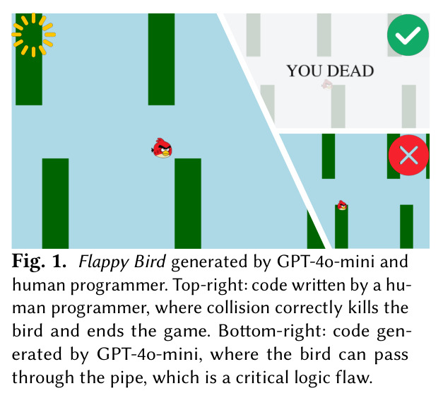 Flappy Bird generated by GPT-4o-mini and human programmer.
