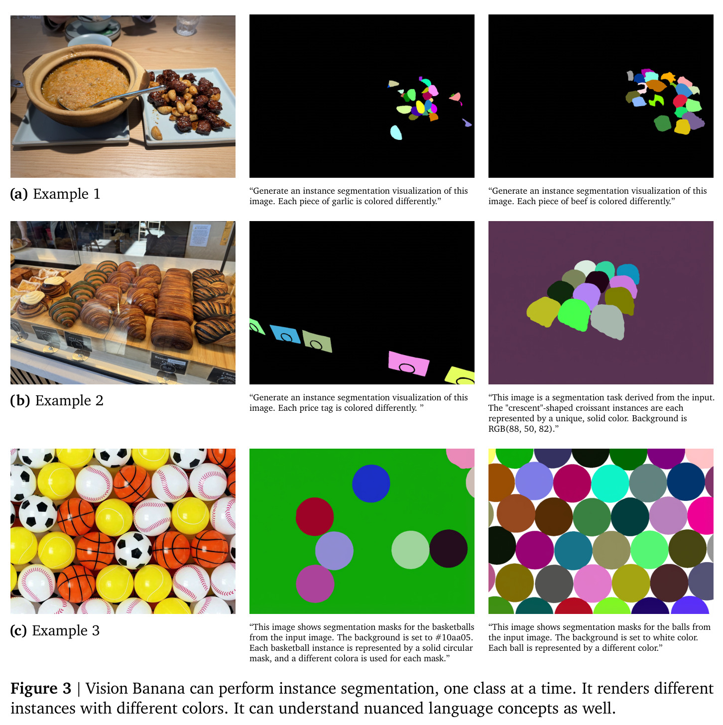 Vision Banana can perform instance segmentation, one class at a time.