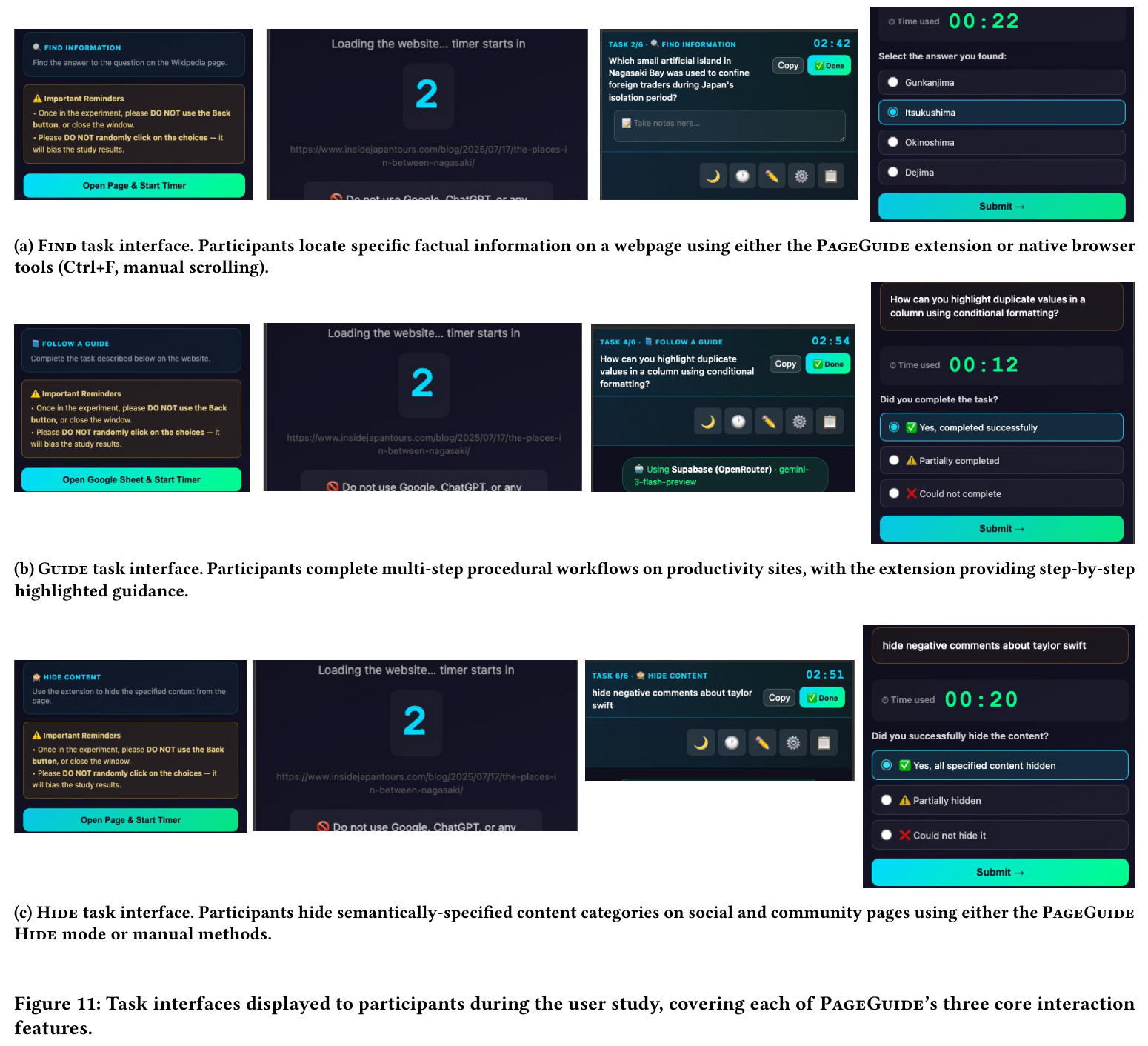 Limitations of current web agents (a) and PageGuide's evidence highlighting (b)