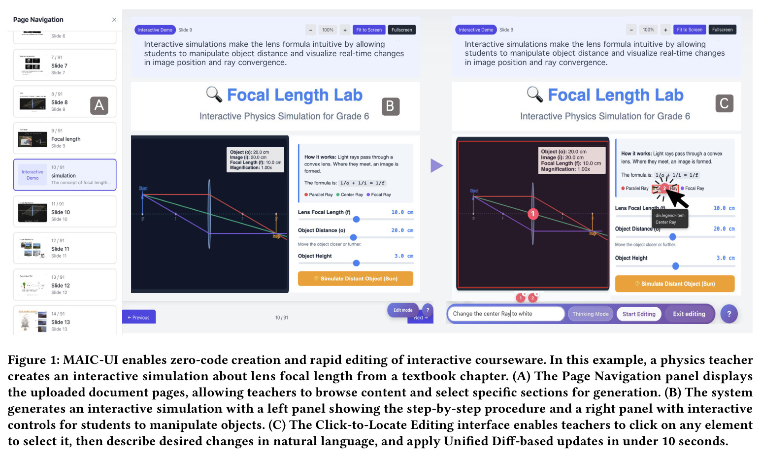 MAIC-UI enables zero-code creation and rapid editing of interactive courseware