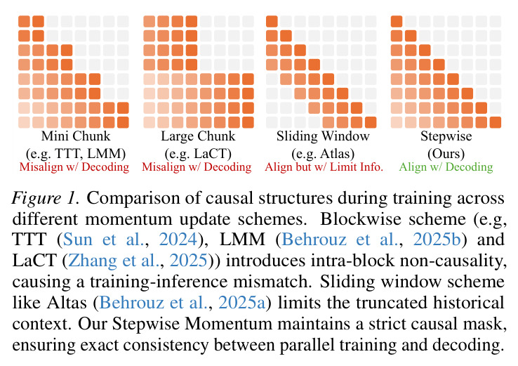 Comparison of causal structures during training across different momentum update schemes.