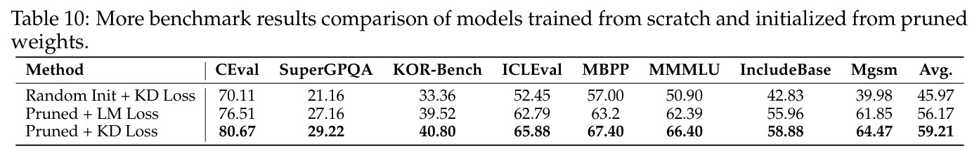 More benchmarks: pruned init vs random init