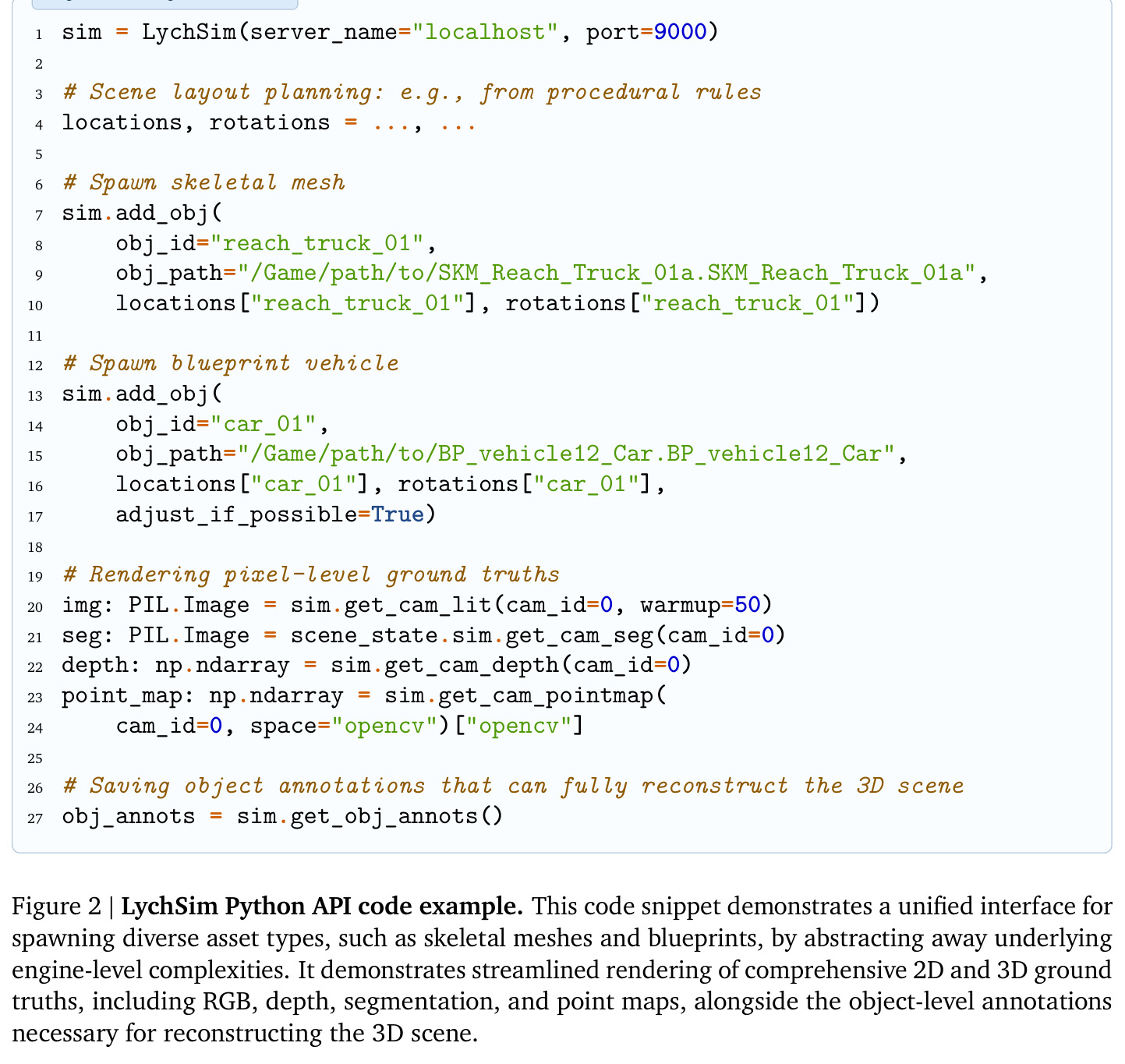 LychSim Python API code example.