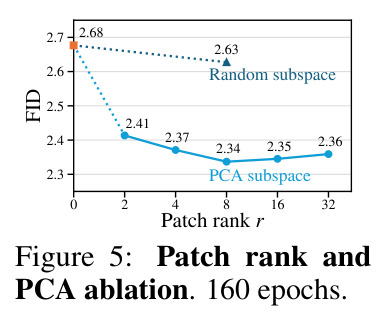 Patch rank and PCA ablation.