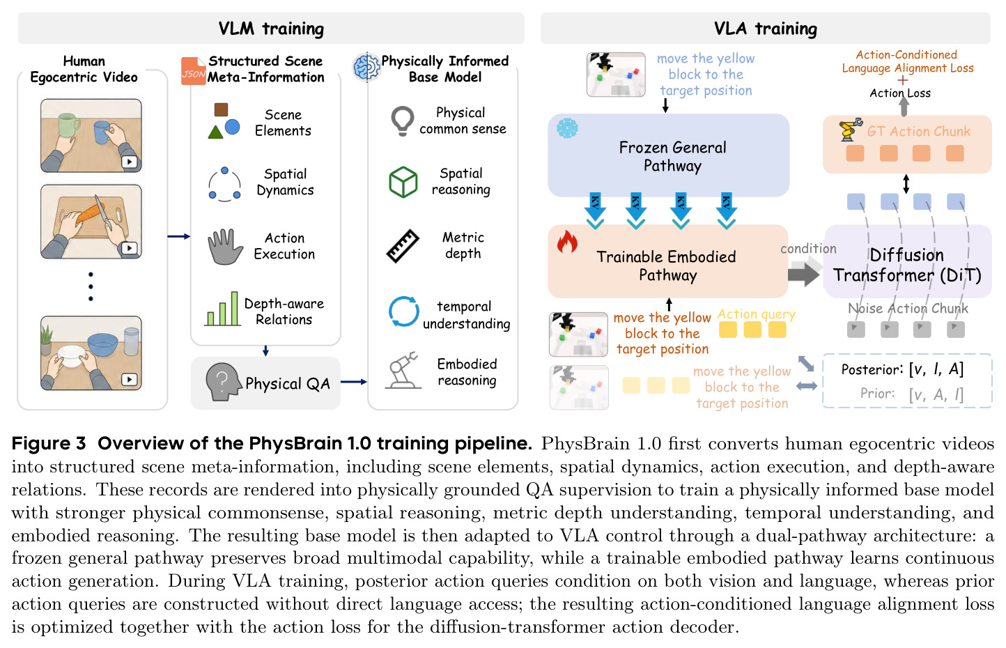Overview of the PhysBrain 1.0 training pipeline.