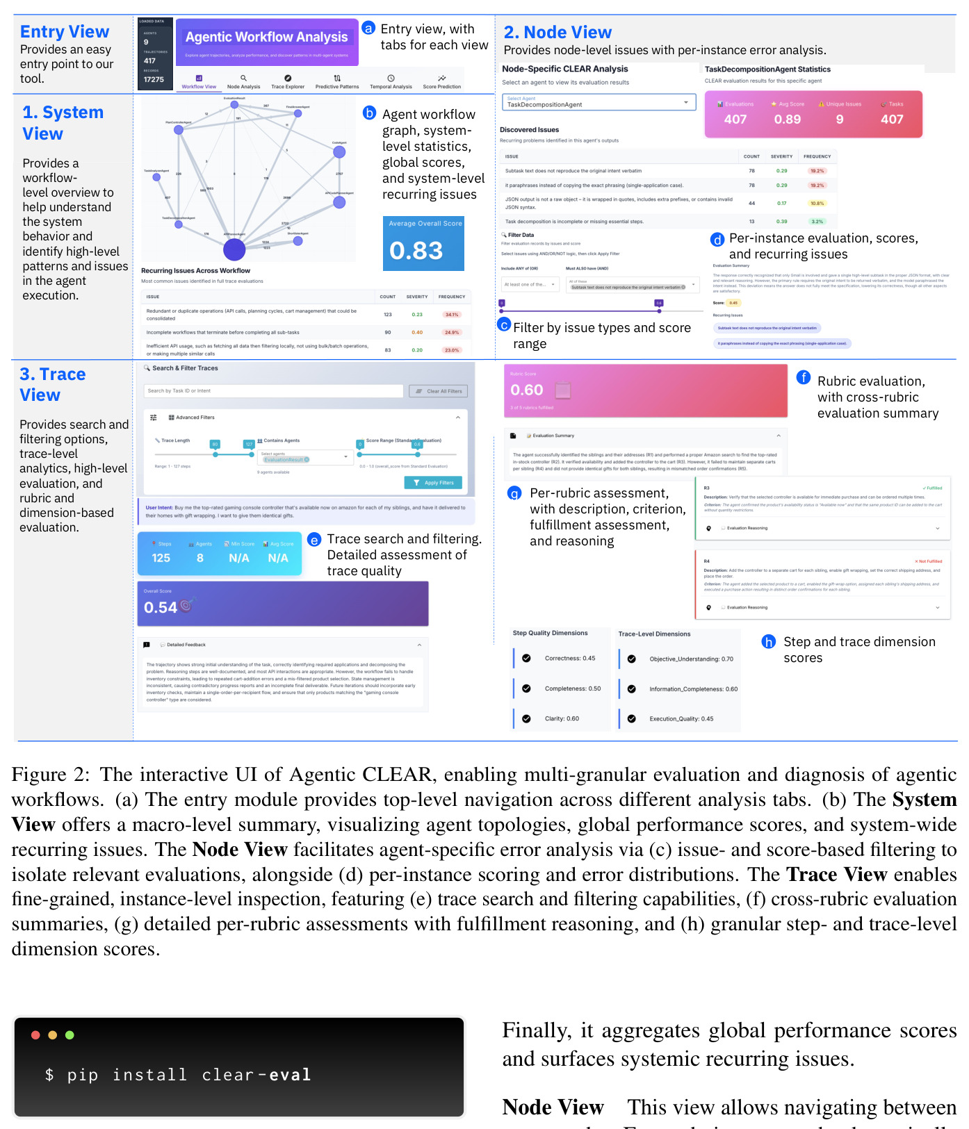 The interactive UI of Agentic CLEAR