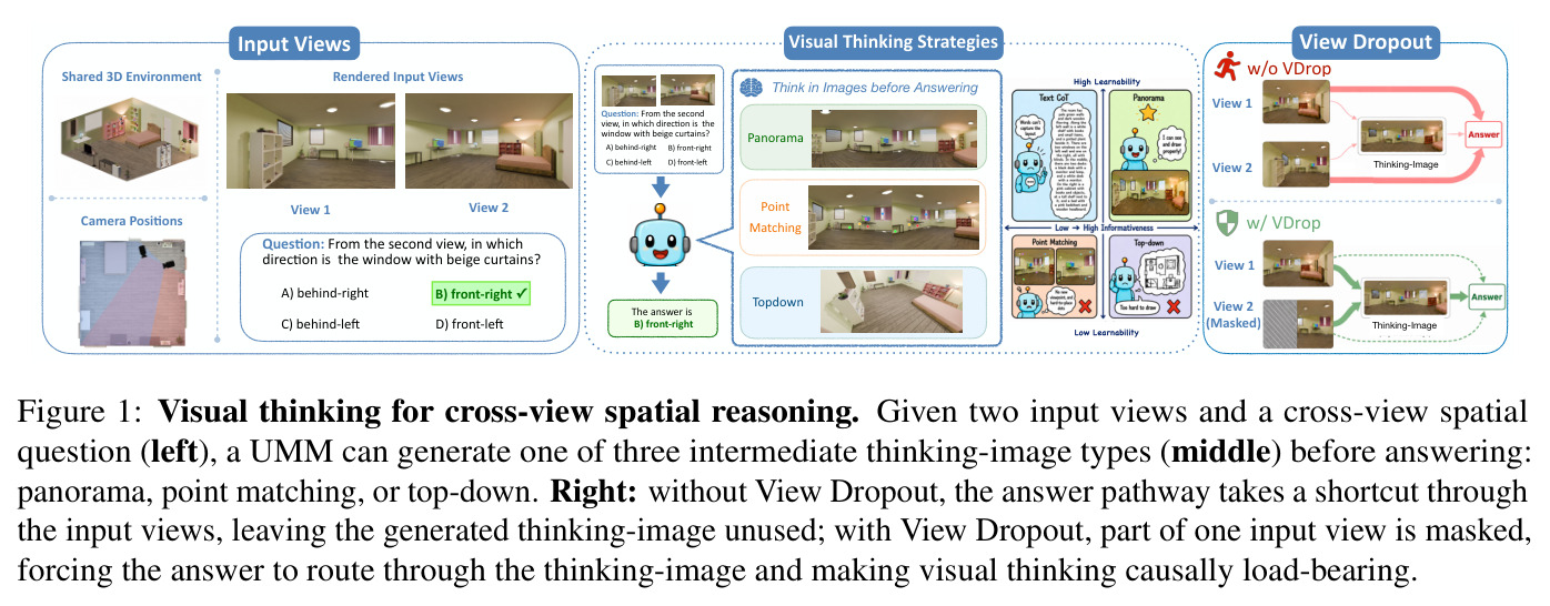 Visual thinking for cross-view spatial reasoning.